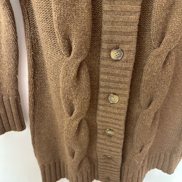 Vintage J McLaughlin cable knit long Cardigan Brown size S - Picture 5 of 10